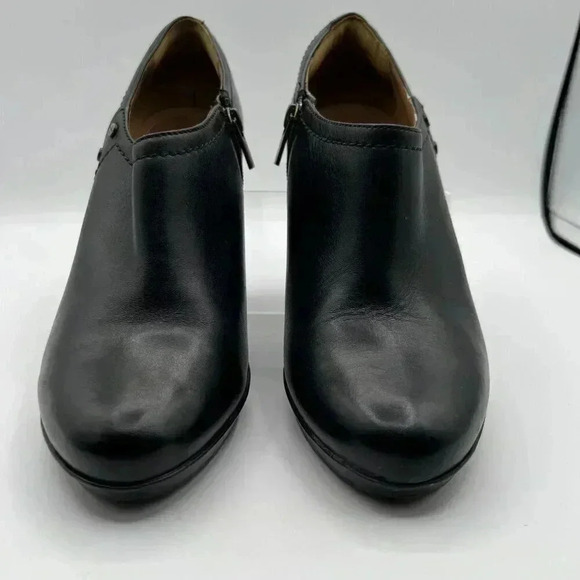 Clarks Lida Palmer Black Leather Stacked Heel Ankle Dress Bootie Womens Size 9 M - Picture 3 of 13